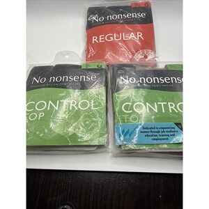 No Nonsense Pantyhose Lot of 3 Control Top Regular Queen Size New